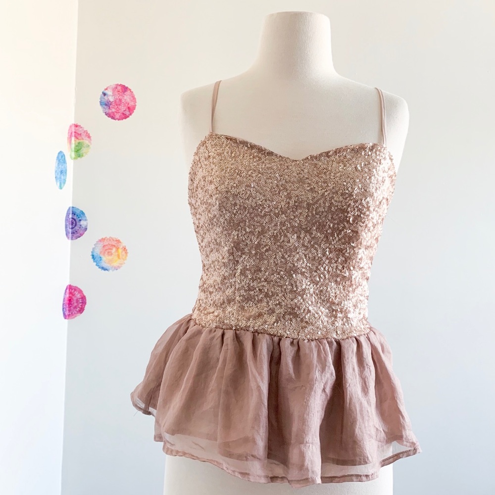 CHARLOTTE RUSSE sequins peplum top size M